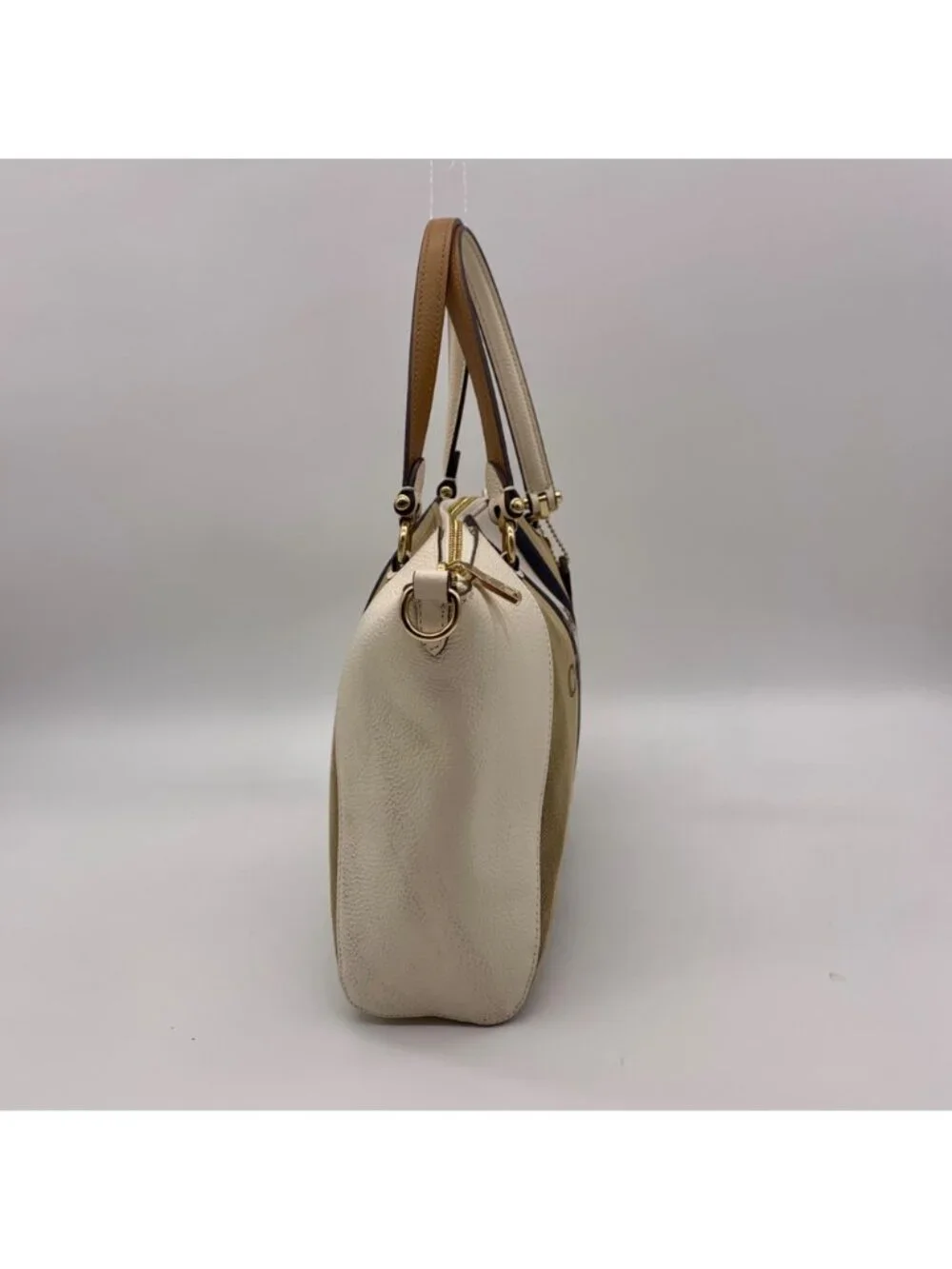 Coach Jacquard Fabric And Pebbled Leather 2Way Satchel